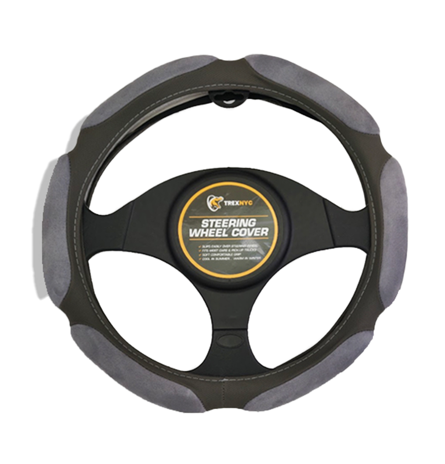 TrexNYC Steering Wheel Cover, Memory Foam - Gray