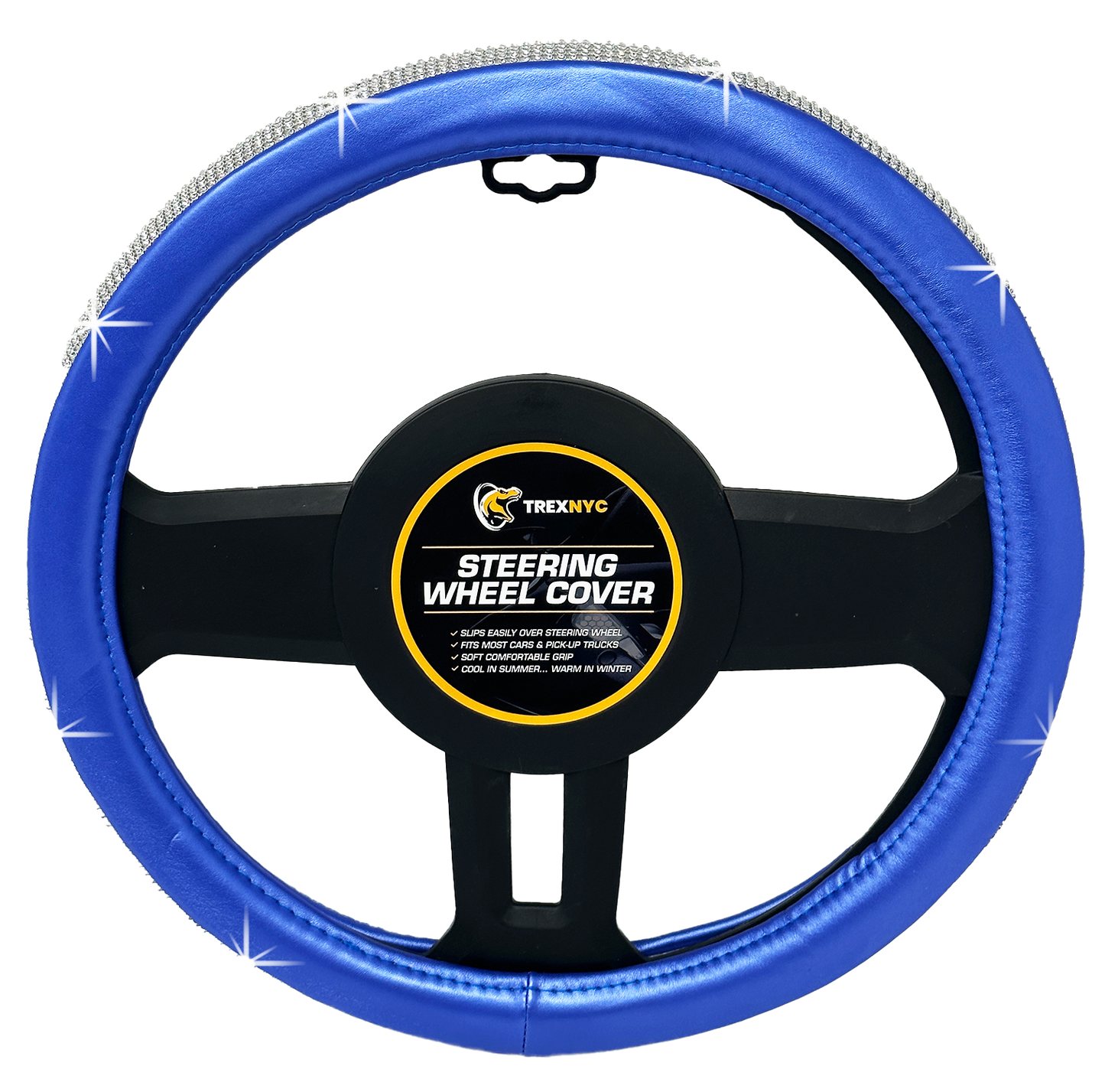 TrexNYC Steering Wheel Cover, Rhinestone - Blue