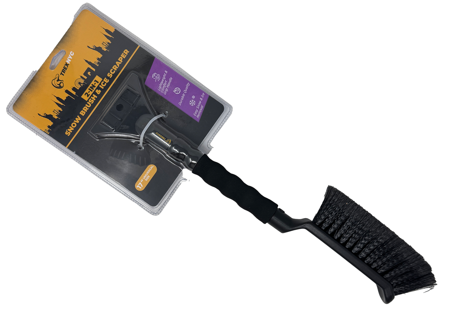 TrexNYC Snow Brush, w/Removable Ice Scraper 2 in 1 19"