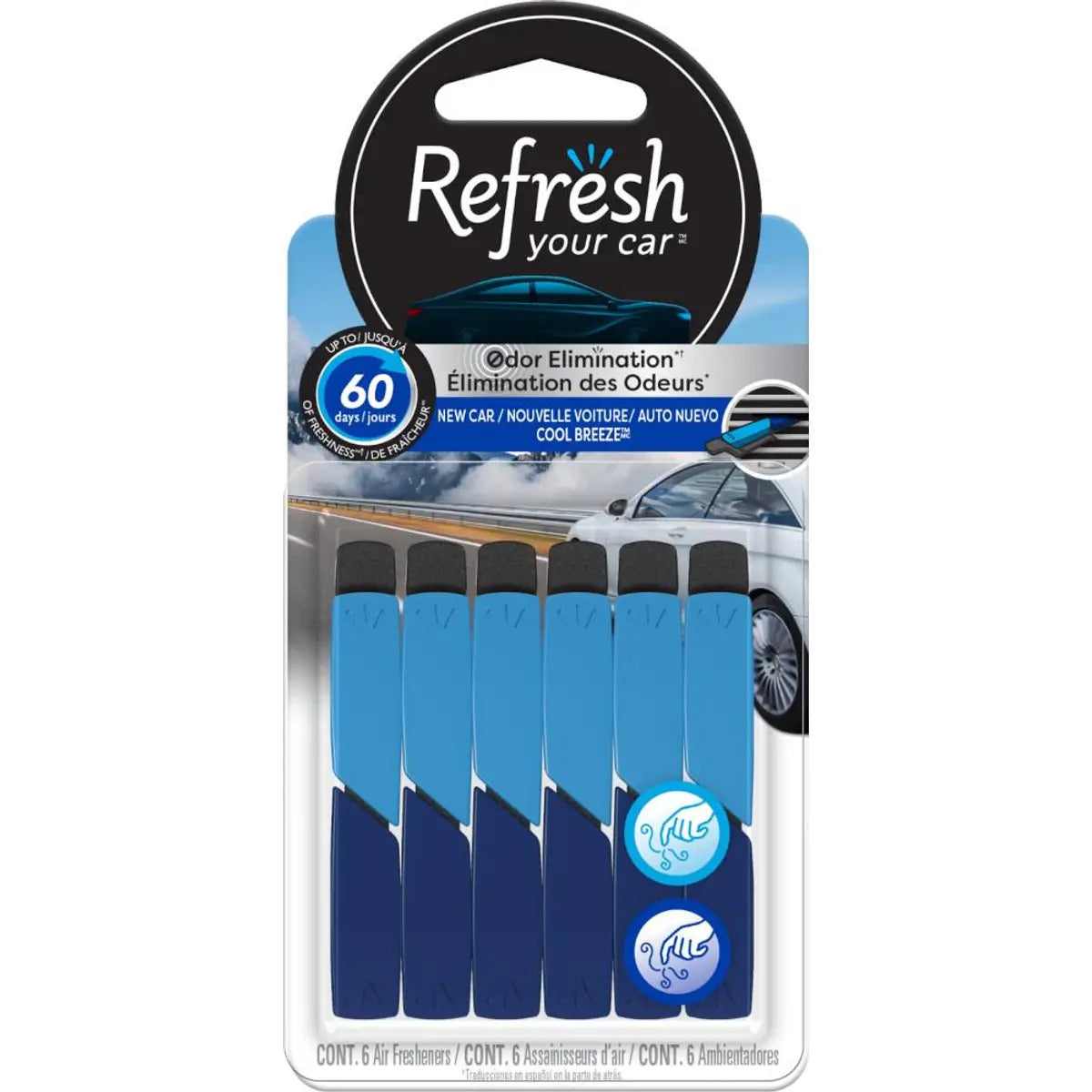 Refresh Your Car Vent Stick, 6pk - New Car/Cool Breeze