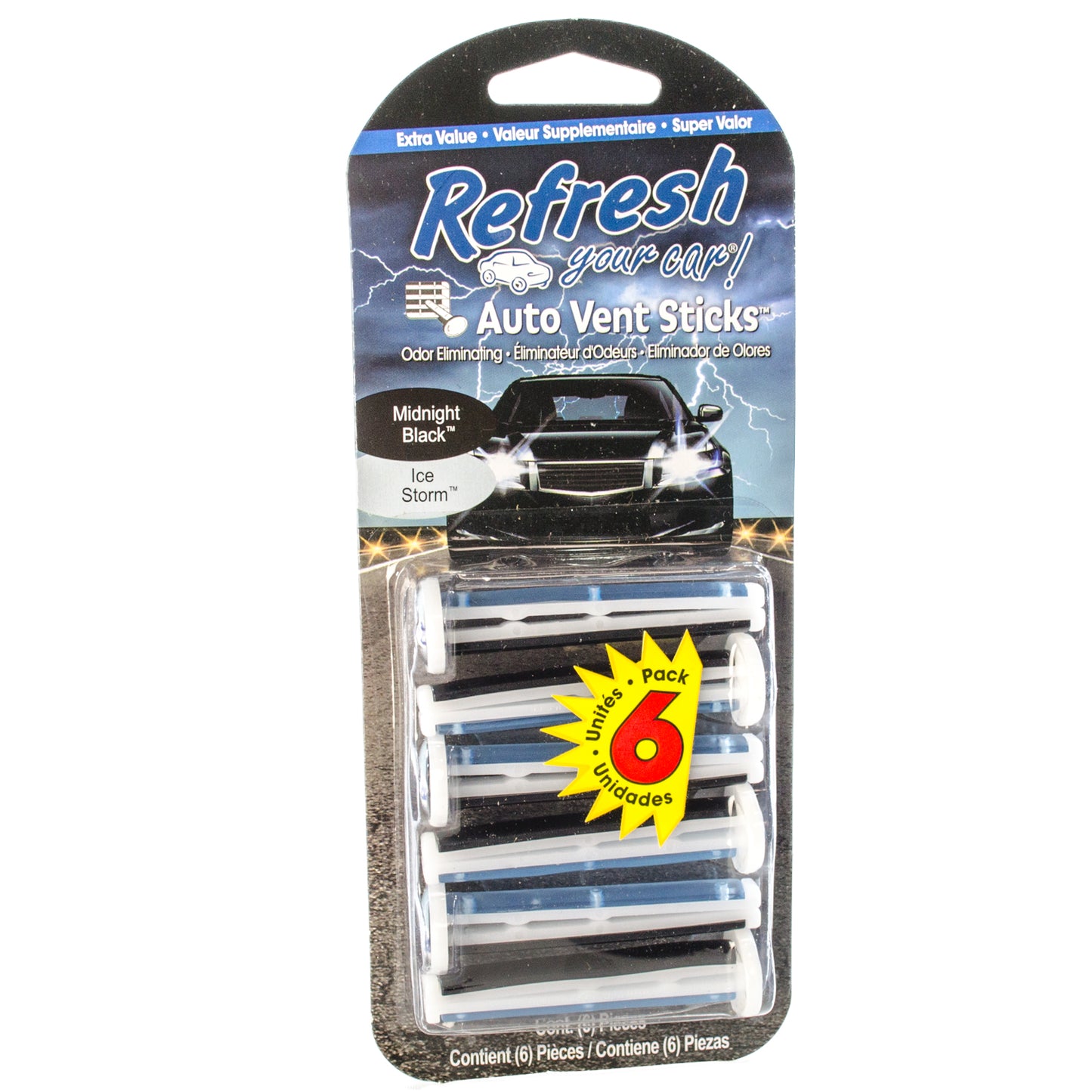 Refresh Your Car Vent Stick, 6pk - Lightning Bolt/Ice Storm