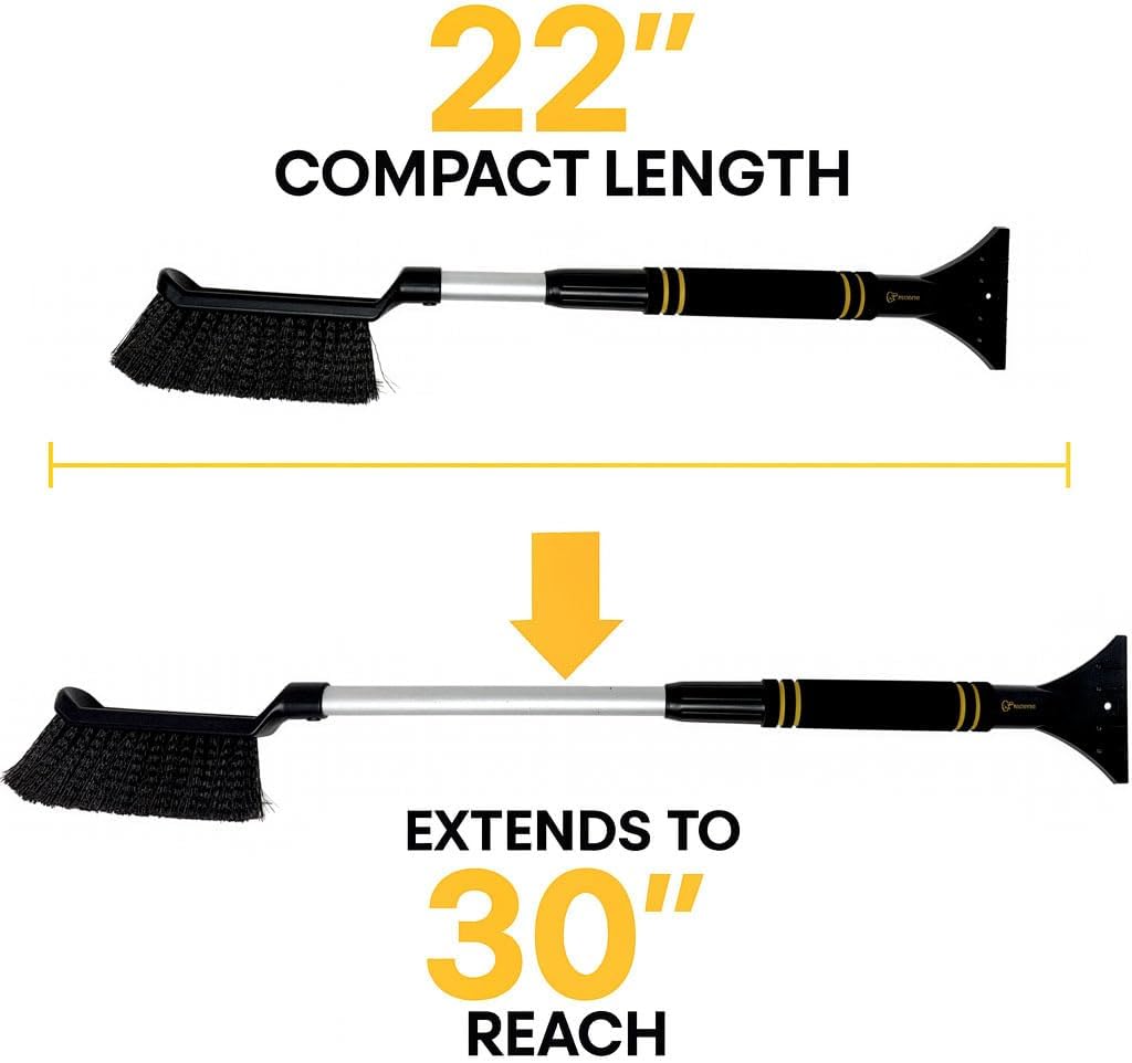 TrexNYC Snow Brush, Extendable & Ice Scraper 2 in 1 22" - 30"