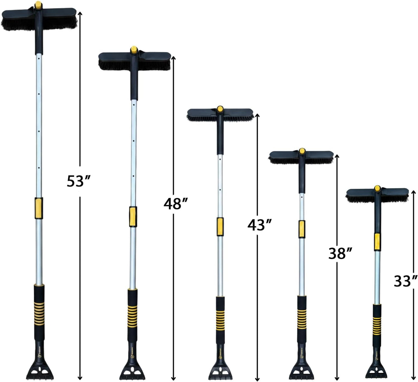 TrexNYC Snow Brush, Extendable & Ice Scraper 2 in 1 33" - 53"