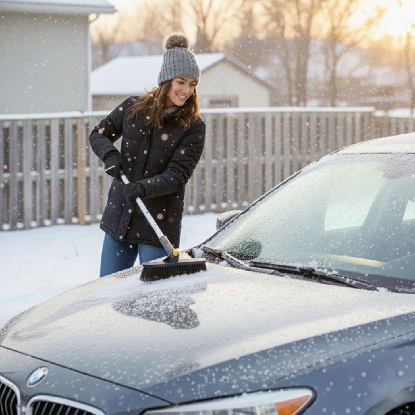 TrexNYC Snow Brush, Extendable & Ice Scraper 2 in 1 33" - 53"