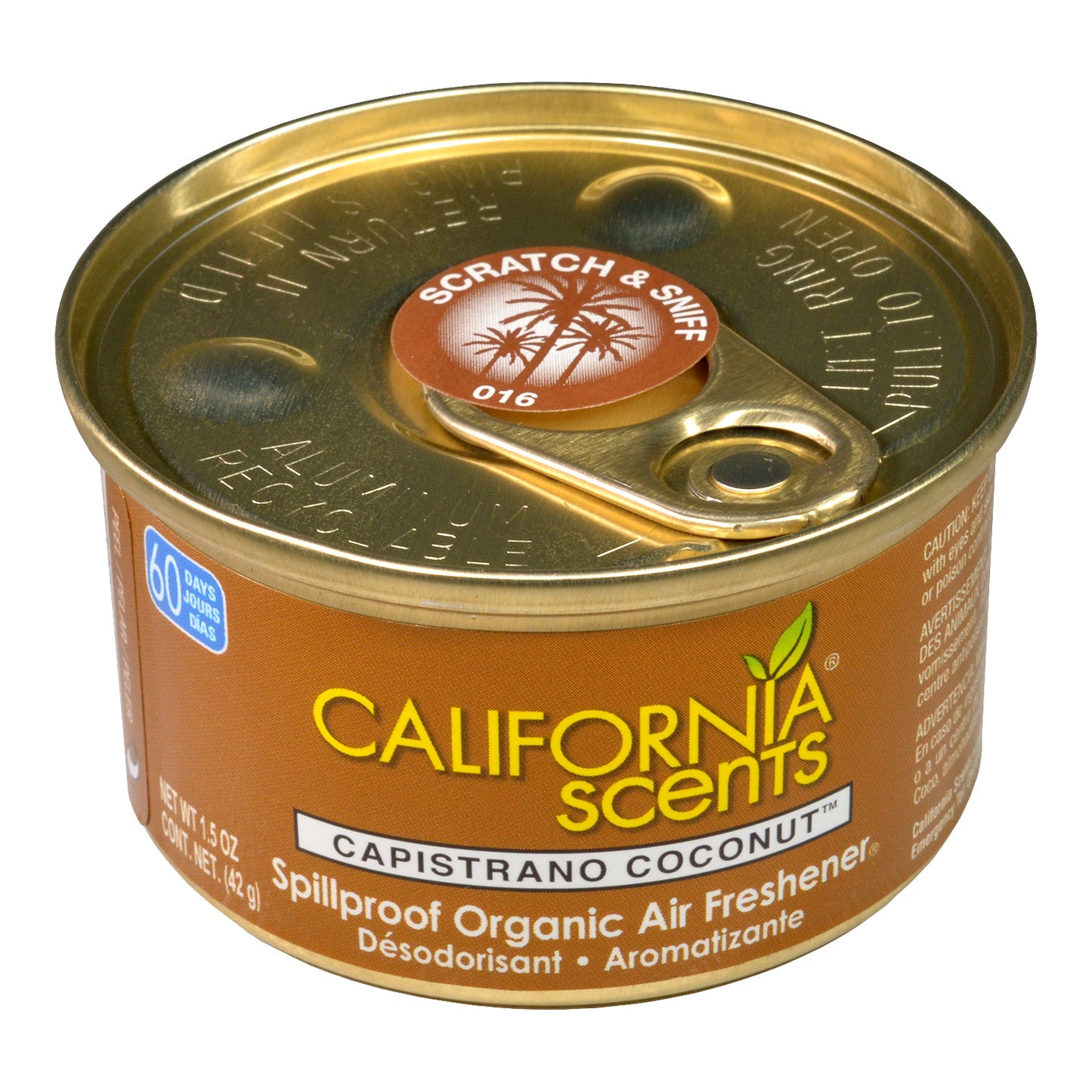 California Scents Spillproof Organic Can - Capistarano Coconut
