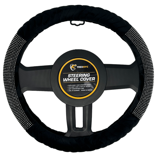 TrexNYC Steering Wheel Cover, Lux - Black