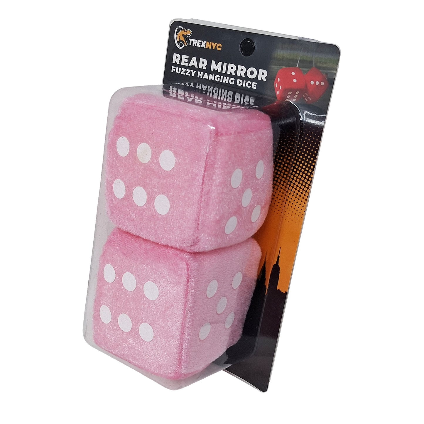 TrexNYC Fuzzy Hanging Dice Pink