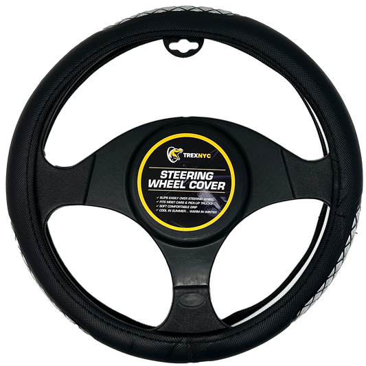 TrexNYC Steering Wheel Cover, Liam - Black/Silver