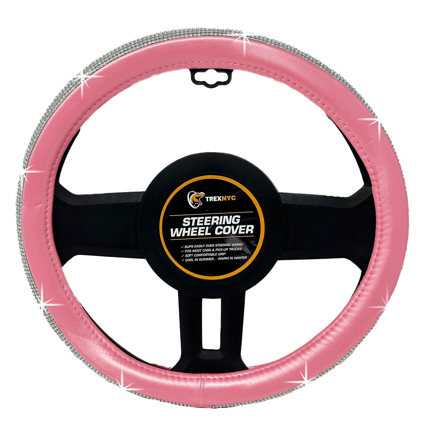 TrexNYC Steering Wheel Cover, Rhinestone - Pink