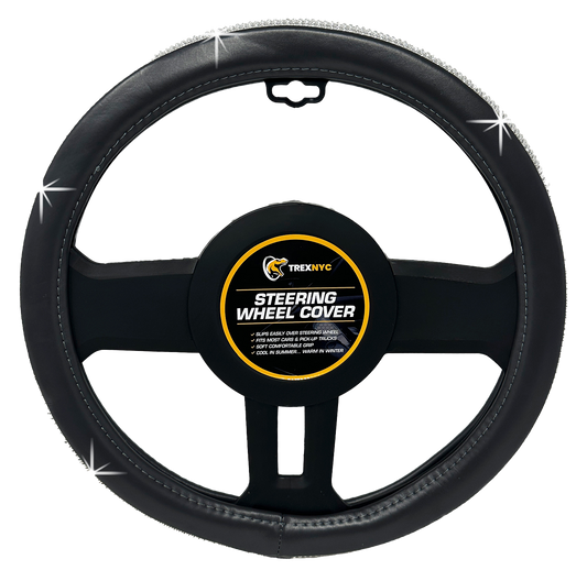 TrexNYC Steering Wheel Cover, Rhinestone - Gray