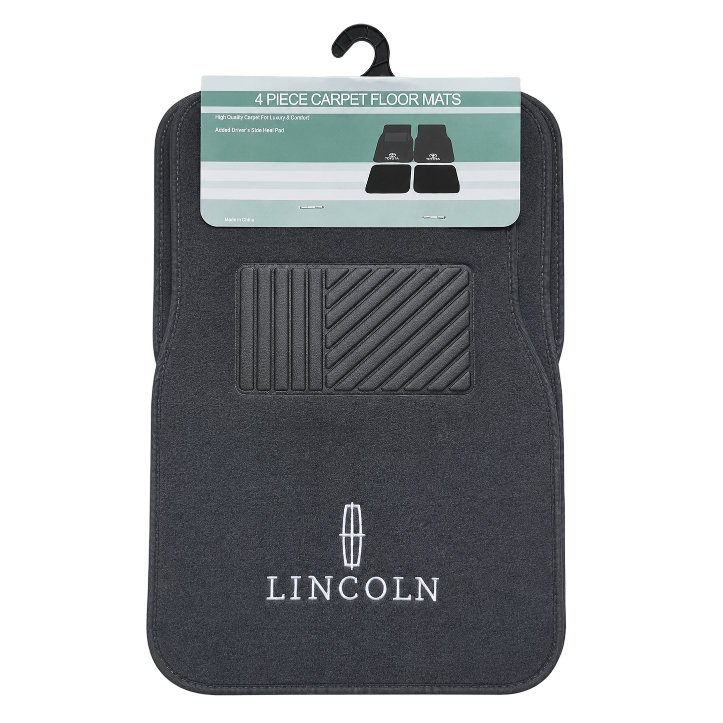 TrexNYC Logo Carpet Mat, Logo Lincoln, 4pc - Gray