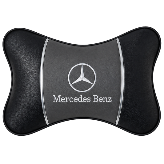 TrexNYC Head Rest Pillow Mercedes Benz - Black/Gray