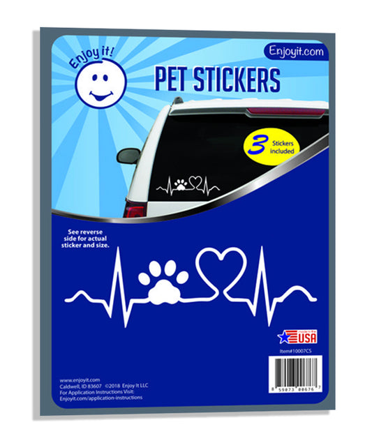 Enjoyit Heart Beat with Paw Car Stickers