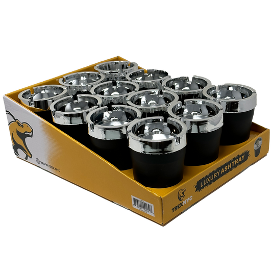 TrexNYC Ashtray, Chrome Top 12pc