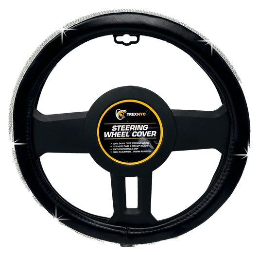 TrexNYC Steering Wheel Cover, Rhinestone - Black