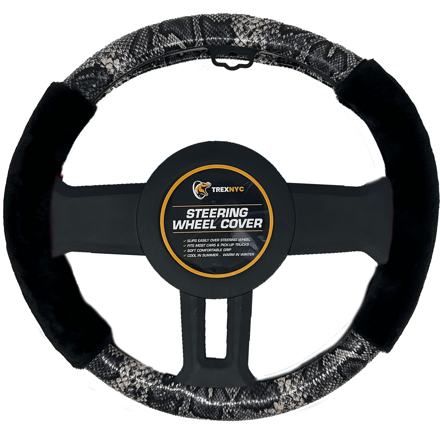 TrexNYC Steering Wheel Cover, Plush Marble