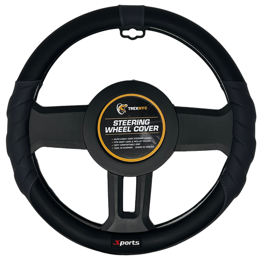 TrexNYC Steering Wheel Cover, Sport - Black