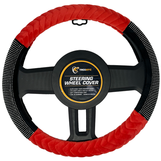 TrexNYC Steering Wheel Cover, Lux - Red