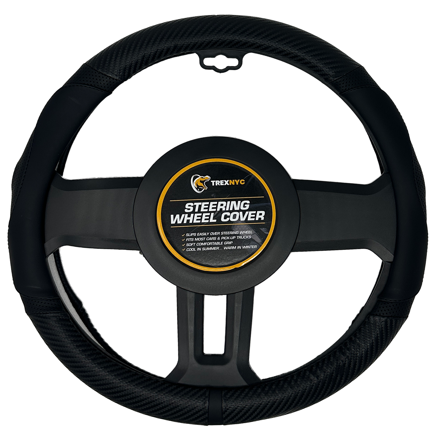 TrexNYC Steering Wheel Cover, Jeremy Type - Black