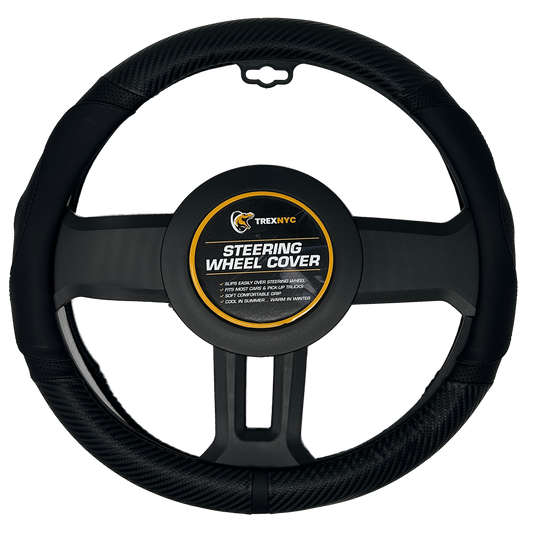 TrexNYC Steering Wheel Cover, Jeremy Type - Black