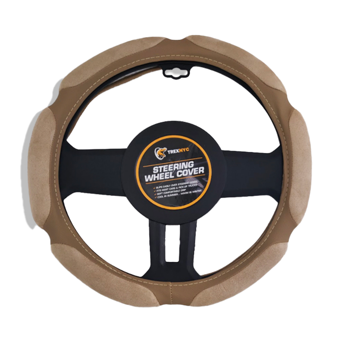 TrexNYC Steering Wheel Cover, Memory Foam - Tan