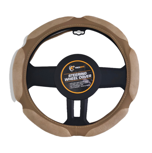 TrexNYC Steering Wheel Cover, Memory Foam - Tan
