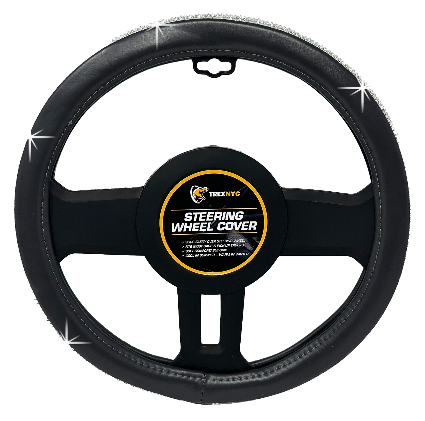 TrexNYC Steering Wheel Cover, Rhinestone - Gray