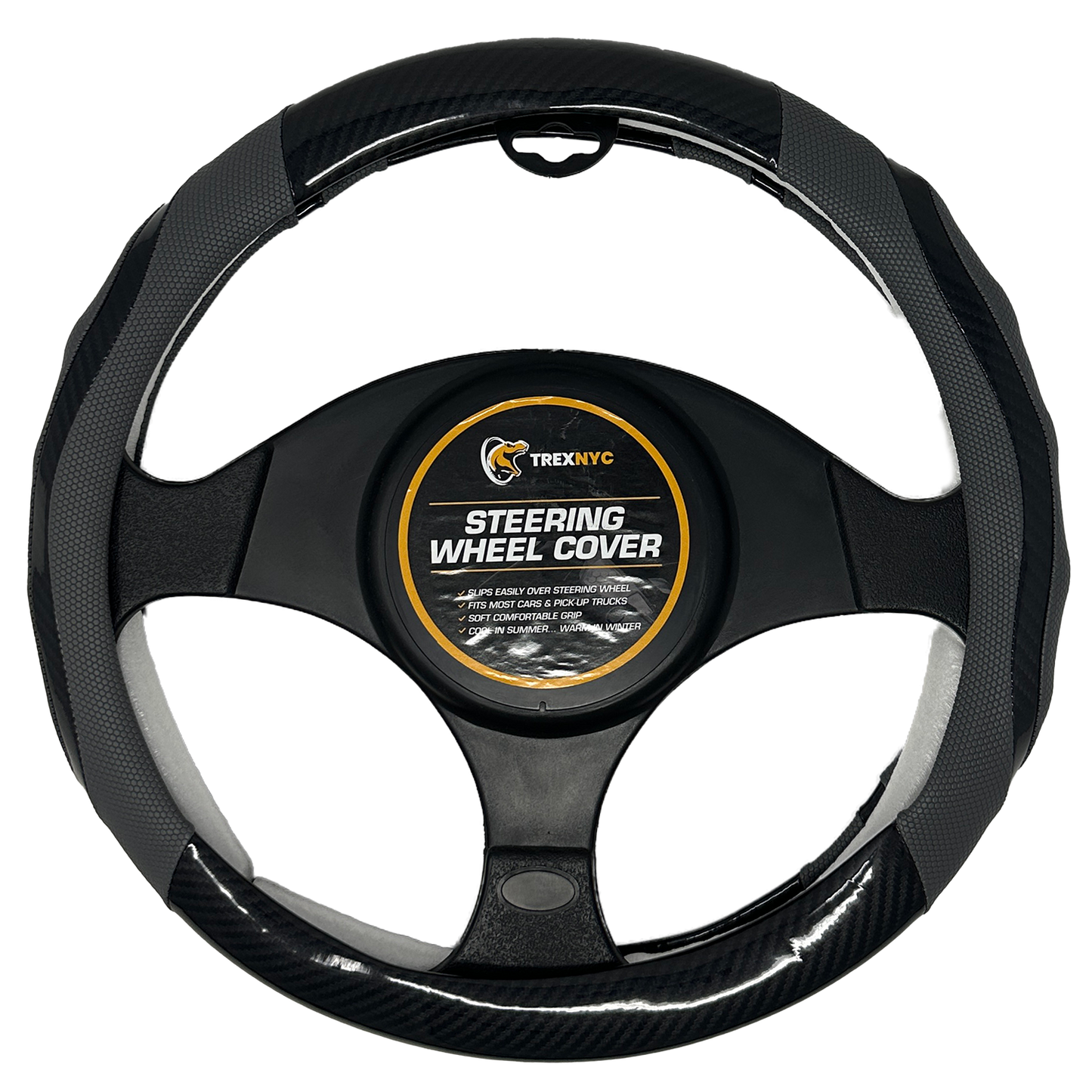TrexNYC Steering Wheel Cover, Rex Style - Black/Gray