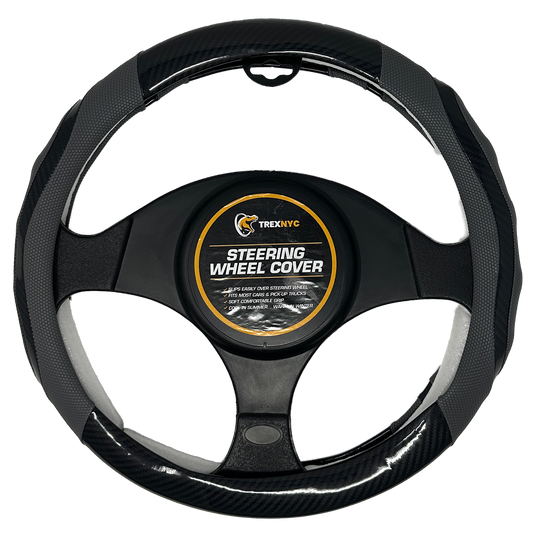 TrexNYC Steering Wheel Cover, Rex Style - Black/Gray