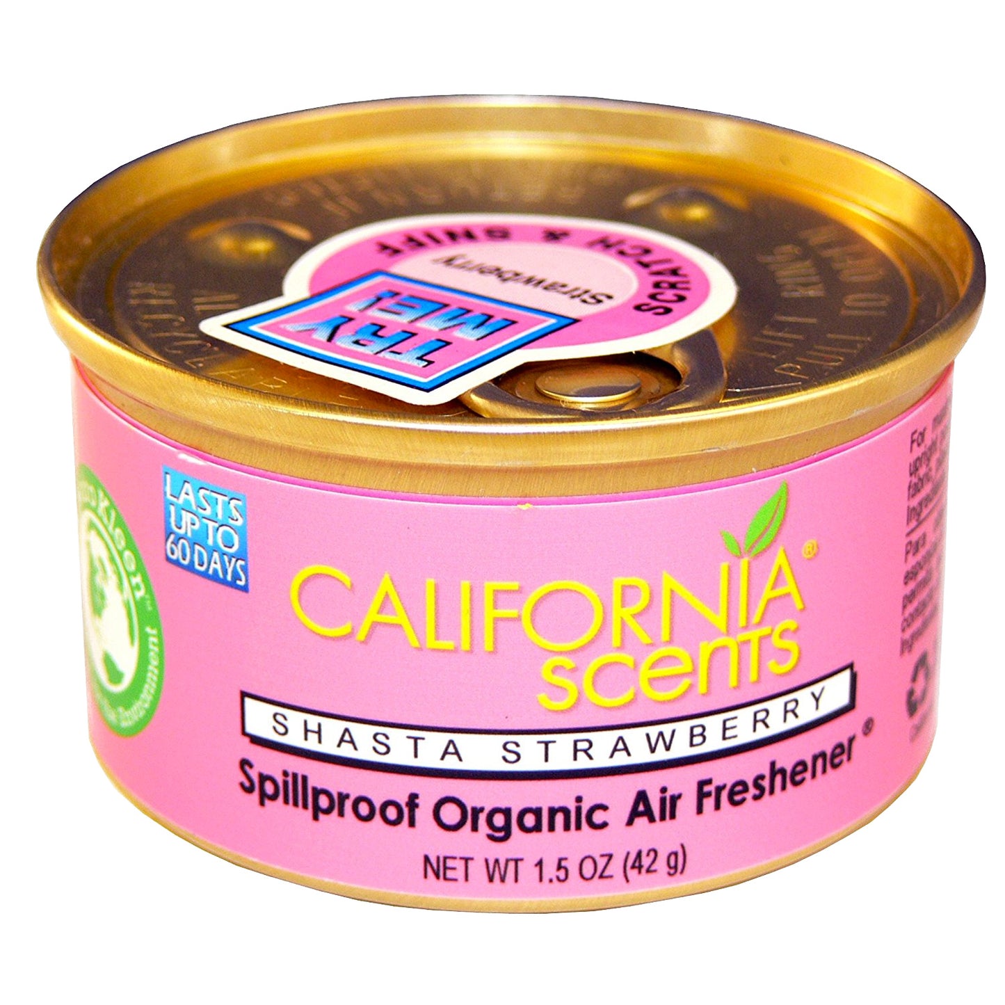 California Scents Spillproof Organic Can - Shasta Strawberry
