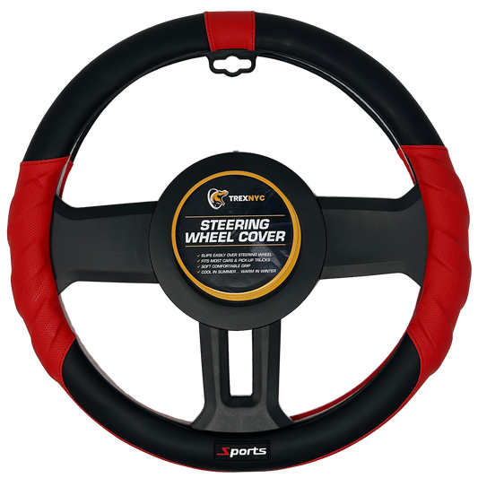 TrexNYC Steering Wheel Cover, Sport - Black/Red