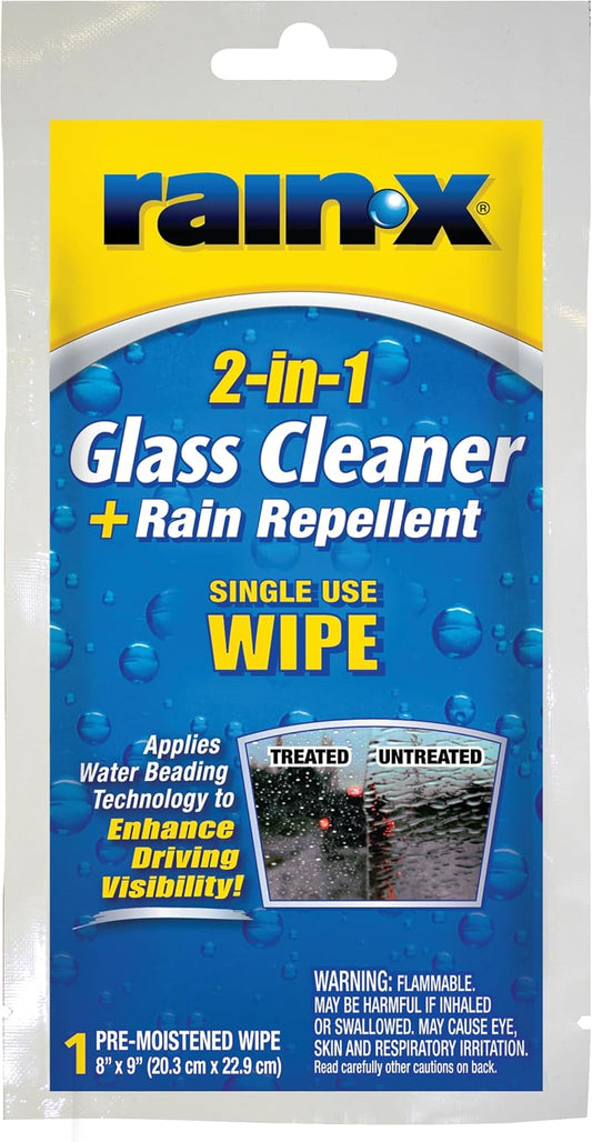 Rain-X Wipes, 2 in 1 Glass Cleaner & Rain Repellant