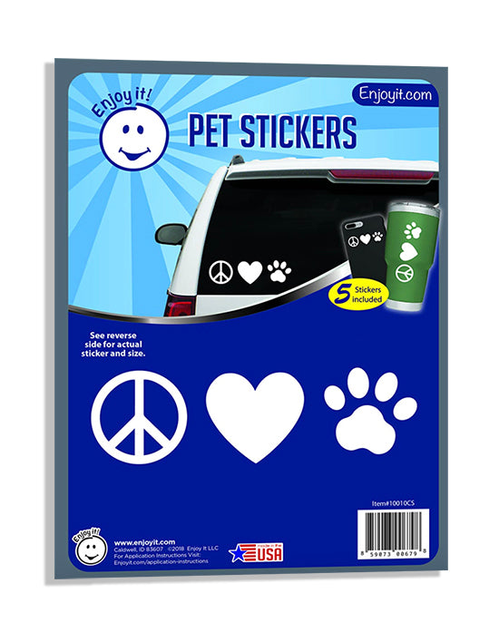 Enjoyit Peace, Heart and Paw Car Stickers