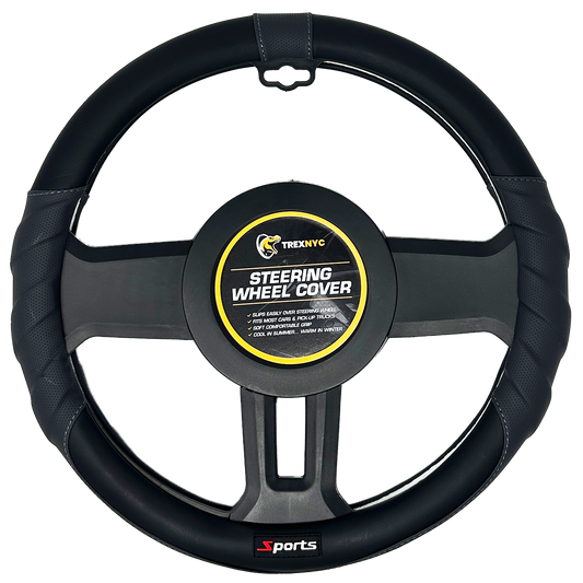 TrexNYC Steering Wheel Cover, Sport - Black/Gray