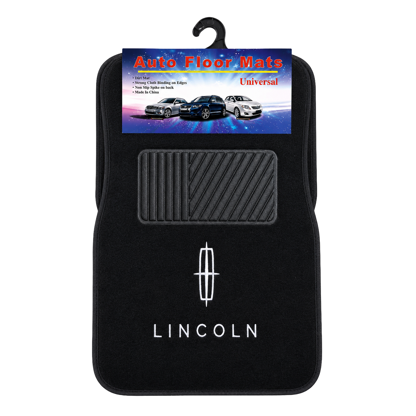 TrexNYC Logo Carpet Mat, Logo Lincoln, 4pc - Black