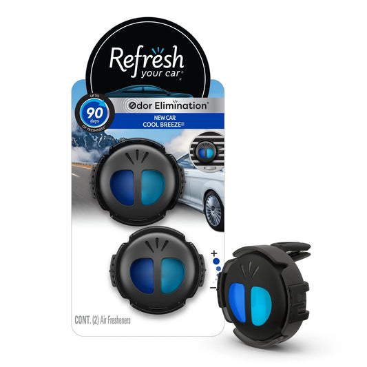 Refresh Your Car Dual Mini Diffuser, 2pk - New Car/Cool Breeze