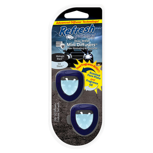 Refresh Your Car Dual Mini Diffuser, 2pk - Midnight Black/Ice Storm