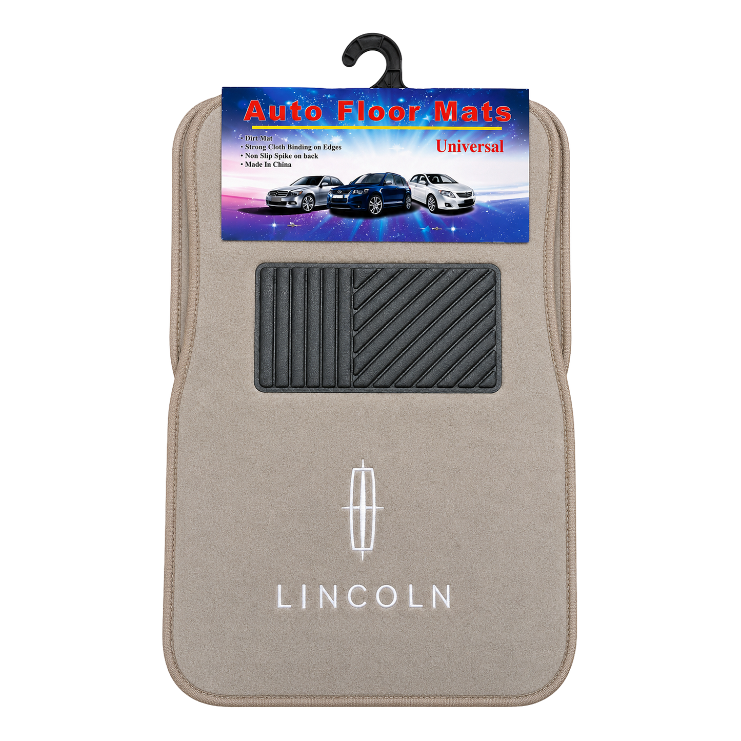 TrexNYC Logo Carpet Mat, Logo Lincoln, 4pc - Tan