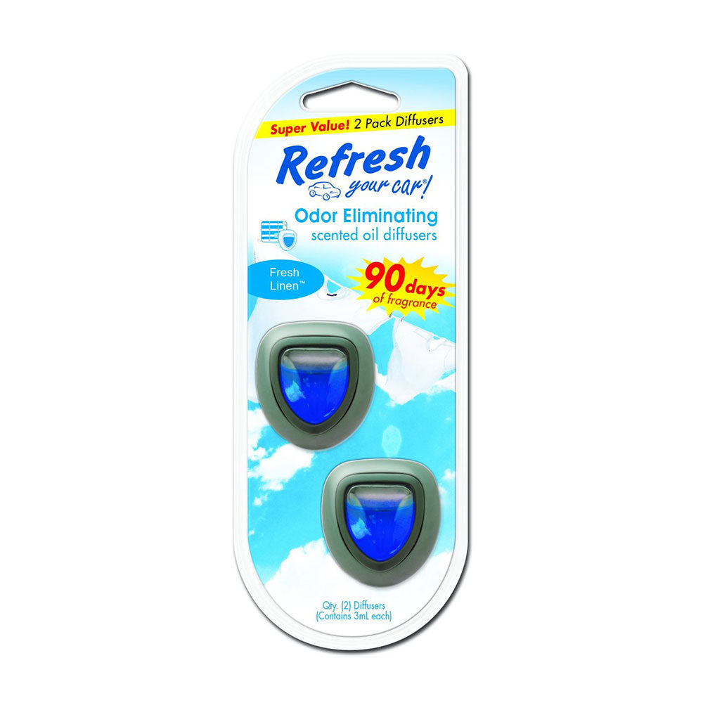 Refresh Your Car Mini Diffusers, 2pk - Fresh Linen