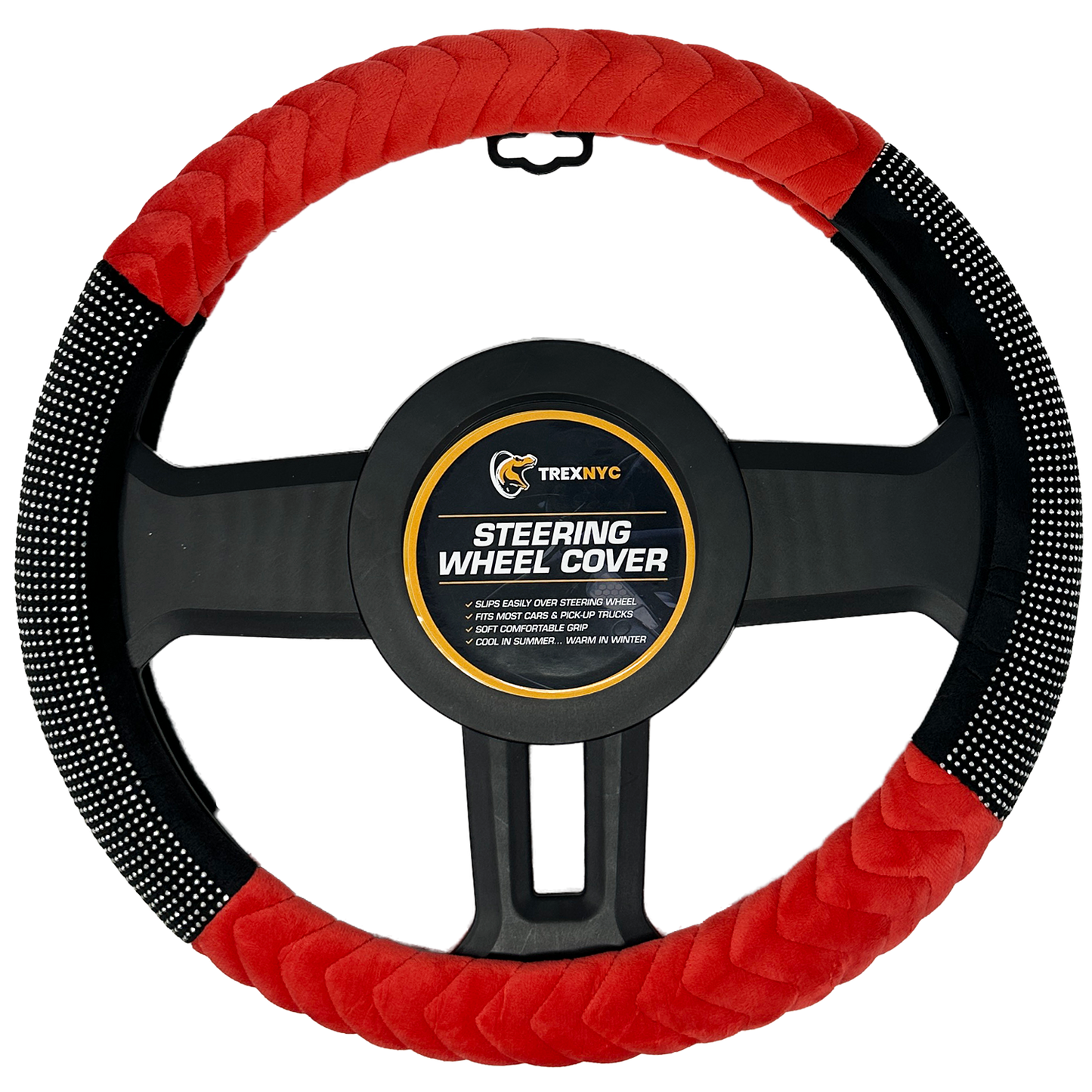 TrexNYC Steering Wheel Cover, Lux - Red