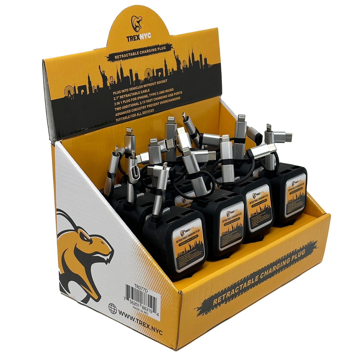 TrexNYC Display, Retractable Charging Plug 12pc