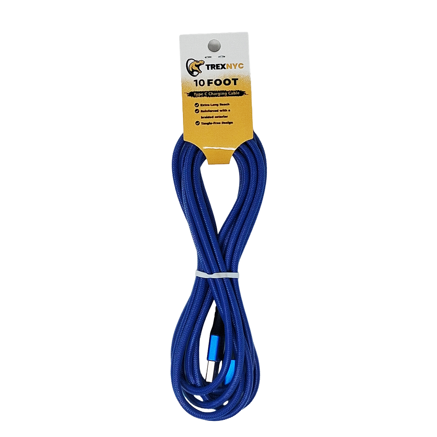 TrexNYC Cable, Type C Charging 10ft - Blue
