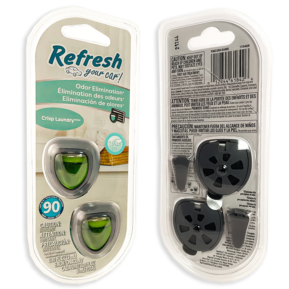 Refresh Your Car Mini Diffusers, 2pk - Crisp Laundry