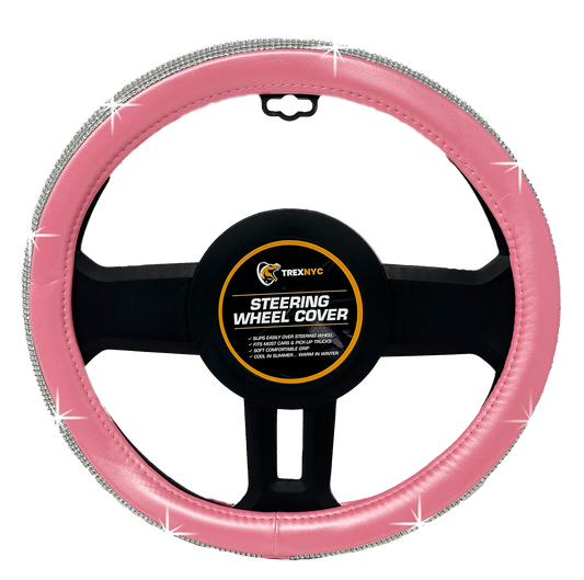 TrexNYC Steering Wheel Cover, Rhinestone - Pink